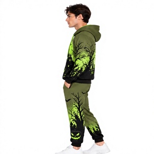 Conjunto Deportivo de Halloween para Hombre, Sudadera de Forro Polar, Pantalones Deportivos, Estampado de Halloween, Ropa Deportiva Informal de Invierno - Product Image 2