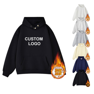 Felpa con Cappuccio in Cotone French Terry Ricamato, Personalizzabile con Grafica, Oversize, 420 Grammi, in Pile per l'Inverno - Product Image 1