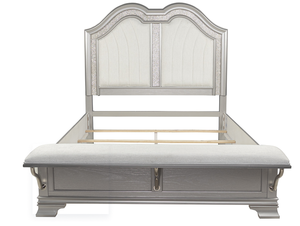 Elegant Modern Adjustable Full <b>Size</b> Soft <b>Bed</b> Built-in Footboard Bench Upholstered USB 1pc <b>Bed</b> Silver Finish Eco-friendly 5-Year - Product Image 3