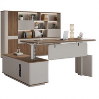 Bureau de direction électrique relevable en bois de grande taille, classe E0, pour usage commercial, avec fonctions d'écriture et d'ordinateur, livraison porte-à-porte