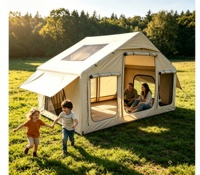 Tente Gonflable Cabine à Arceaux en PVC, Colonne Gonflable, Oxford 300D Imperméable PU3000mm, 4 Saisons, Grande Famille, Extérieur