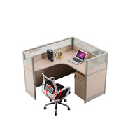 Poste de travail individuel moderne et portable avec cloison de séparation, chaise et panneau de style bois pour employés