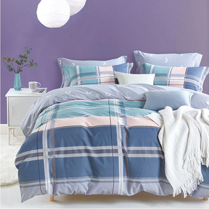 <span class=keywords><strong>Per</strong></span> letto stampato a righe 100% cotone copripiumino geometrico di lusso <span class=keywords><strong>per</strong></span> adulti tessuto 200TC 40 doppio blu 4 pezzi ISO9001 - Product Image 1