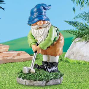 Estatua de Gnomo de golf de resina pintada a mano, Mini escultura de enano de jardín, estatuilla, artesanías de resina, juego de golf, gnomo en miniatura - Product Image 2