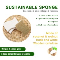 Éponge de cuisine rectangulaire écologique en fibres de coco naturelles et pâte de cellulose de bois, biodégradable, double face, tendance, en vrac