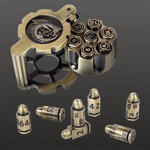 Récipient de cylindre de revolver rotatif en métal polyédrique de 8 pièces pour les jeux de table sur le thème du crime de guerre de D & D et de science-fiction - Product Image 2