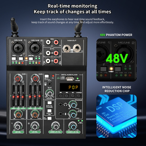 Mezclador de Audio de 4 Canales con Micrófonos Inalámbricos UHF Dobles, Bluetooth Integrado, USB, <span class=keywords><strong>MP3</strong></span>, Alimentación Phantom de 48V para Karaoke, Fiestas y Transmisión <span class=keywords><strong>en</strong></span> Vivo - Product Image 6