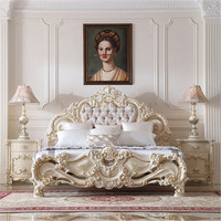 OE-FASHION Français Villa De Luxe En Bois Massif Lit Double Chambre ensembles De Lit De Mariage