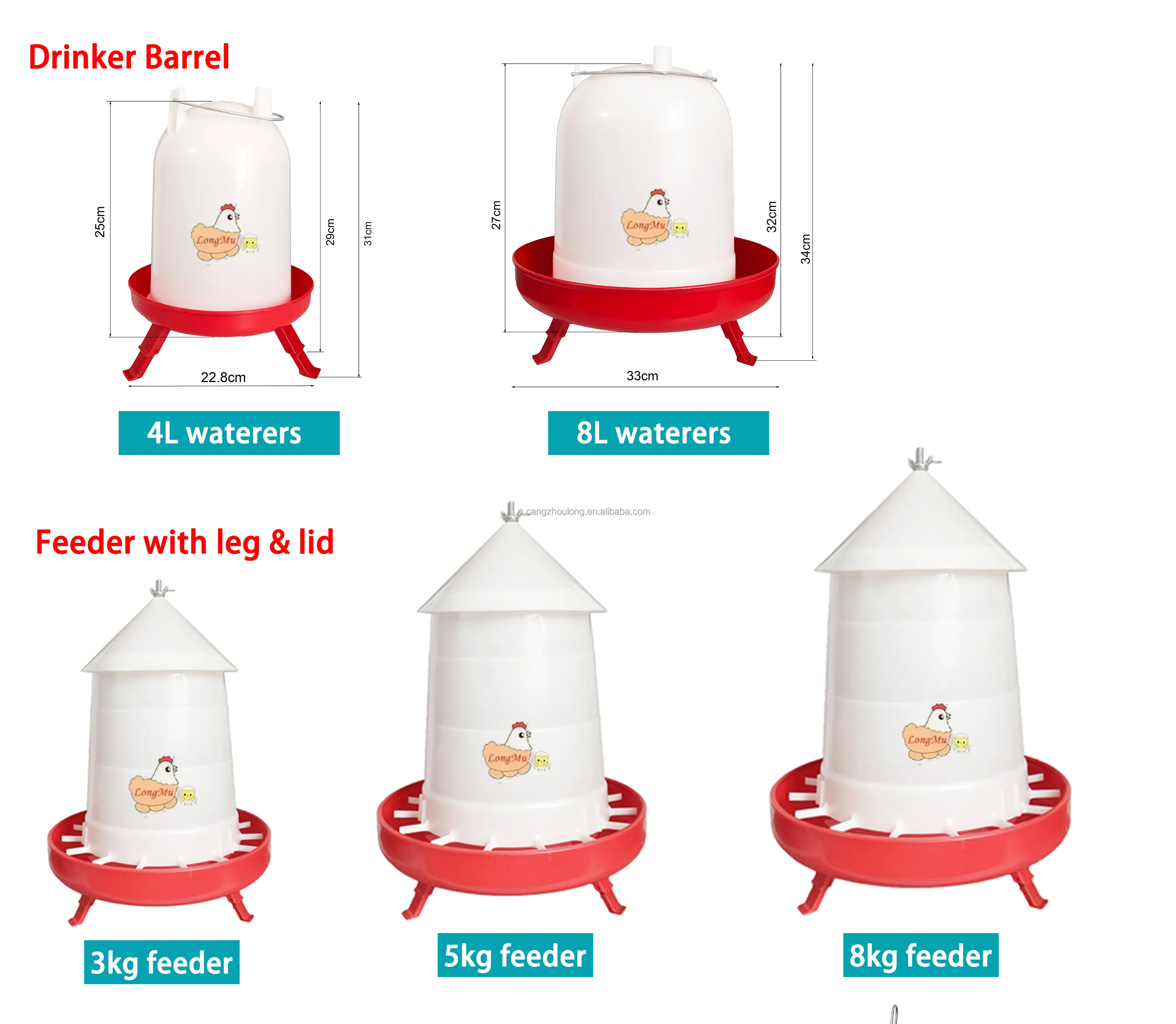 YA LM-78 3kgs 5kgs 8kgs jambes suspendues en plastique pas de déchets semi-automatiques mangeoires et abreuvoirs de volaille poulet