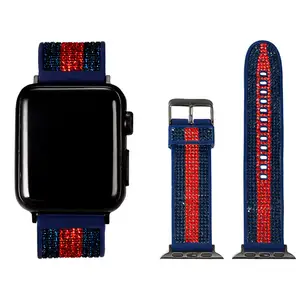 Custom Luxury Bling Zircon Silicon Band สำหรับ IWatch Sport นักออกแบบสมาร์ทนาฬิกา Slap สร้อยข้อมือชุดสำหรับนาฬิกา Apple