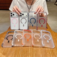 Coque de téléphone magnétique à rayures ondulées, avec cadre d'appareil photo en strass, transparente et antichoc pour iPhone 18 17 16 Pro Max