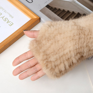 Gants d'hiver sans doigts en fourrure de vison thermiques tactiles pour l'extérieur, coupe-vent, extensibles, avec manchette longue, doux et chauds, pour la conduite - Product Image 4