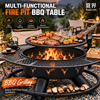 Table de barbecue extérieure en bois de luxe, brasero multifonctionnel pour jardin et patio, ensemble de service à thé
