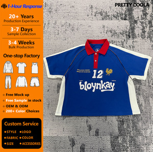 MO528 <span class=keywords><strong>Polo</strong></span> Piqué Streetwear Pesante da <span class=keywords><strong>Uomo</strong></span> a Maniche Corte, Maglia da Calcio Personalizzata Ricamata, Top all'Ingrosso - Product Image 1