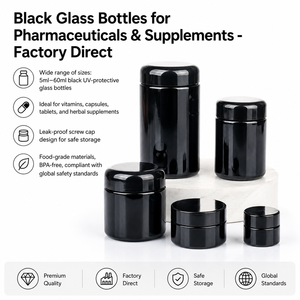 Oferta Especial: Frascos de Vidrio Ultravioleta de 100ml y 150ml, Frascos Negros con Protección UV, Frascos Oscuros para Almacenamiento de Alimentos, Cremas y Té - Product Image 1