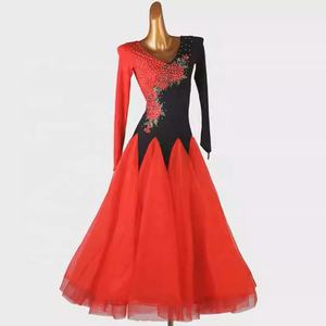 Vestido Moderno de Competición de Baile Latino, Traje de Una Pieza Estampado para Mujer, Falda de Spandex/Nylon - Product Image 2