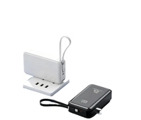 Banco de Energía Portátil de Gran Capacidad, Carga Rápida PD de 22.5W, Ultra Delgado, 20000mAh, Cables Integrados, Carga Rápida, Enchufe de CA Plegable