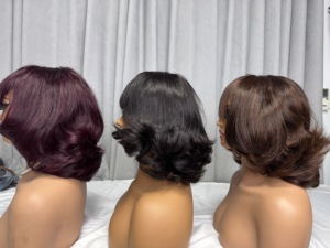 Promoción $42 Pelucas de Encaje 1x3 de Alta Calidad 12A con Flequillo, 12 Pulgadas, Cabello Humano 100% Natural, Venta al Por Mayor de Fábrica - Product Image 6