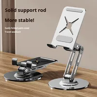 Luxe 360 °   Support de téléphone et tablette portable en alliage d'aluminium pliable à hauteur réglable rotatif Utilisation sur le bureau Support métallique