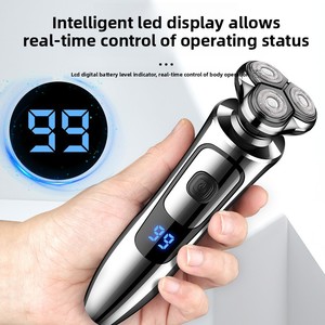 เครื่องโกนหนวดแบบหมุน WAIKIL WL-6066 เครื่องเล็มหนวดเครา เครื่องเล็มขนบนใบหน้า หน้าจอ LED ไร้สาย กันน้ำ ชาร์จ USB มีดโกนไฟฟ้า ใบมีดสามใบ - Product Image 4