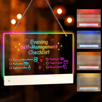 Pizarra de Notas LED Acrílica con Luz - Pizarra Reutilizable de Borrado en Seco con Soporte, Regulable, para Decoración de Interiores y Tiendas