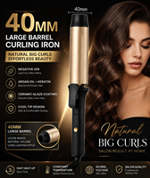 Fer à boucler professionnel à chauffage rapide avec contrôle de température LCD, ionique, en aluminium, à l'huile d'argan et à la kératine, pour salon et usage domestique, style français