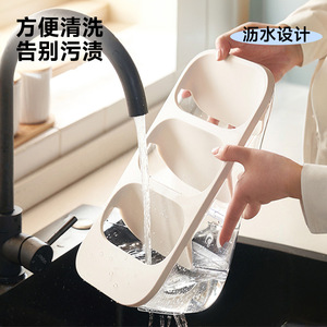 Support à couverts de cuisine ovale, drainable, multifonctionnel, grande capacité, organisateur de rangement pour fourchettes, cuillères et baguettes - Product Image 3