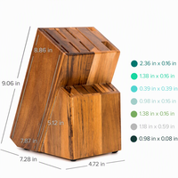 Support à Couteaux Multifonctionnel en Bois d'Acacia – Organisateur de Rangement pour Ustensiles de Cuisine – Bloc à Couteaux pour Garder les Couteaux Organisés – Offre Spéciale