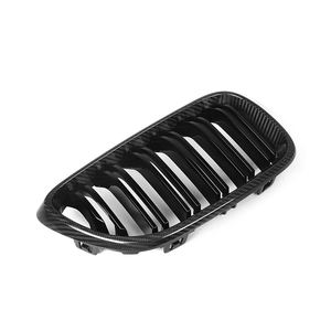 ドライカーボンファイバーグロスブラックダブルスラットフロントバンパーグリルはBmw2シリーズ2014 MTECH M235i F22F87グリルに適合 - Product Image 5