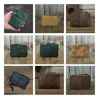 Porte-monnaie en cuir rétro Al1005 Crazy Horse, design personnalisé en gros, fermeture éclair, porte-clés, mini portefeuille unisexe, mignon, luxe