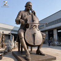Bronze-Musiker-Statue in Lebensgröße, Cello-Skulptur für Außenbereich, Garten-Kunst, Maßanfertigung für Hotel, Villa, Park, Öffentliche Plätze, Dekor-Hersteller