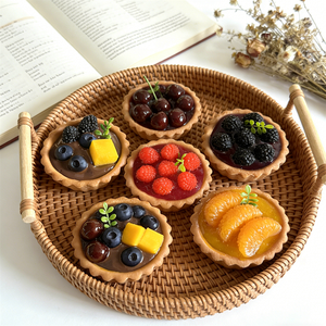 Flavorful Plastic Butter Shortcake Flat Fruit Tarts Simulation Food Model Orange Cherry Raspberry Blueberry Chocolate - Product Image 3