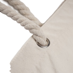 Bolsa de Mano Personalizada de Lona de Algodón con Asas de Cuerda Trenzada de Alta Calidad y Cierre de Cremallera con Ojal Metálico - Product Image 4