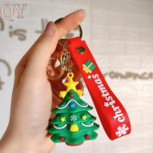 QY Noël Dessin Animé PVC Porte-clés Père Noël Renne Bonhomme De Neige En Caoutchouc Porte-clés Cadeau De Vacances Ornement pour - Product Image 5