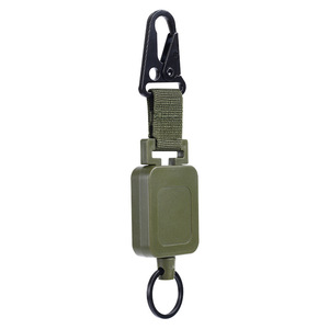 Tactical Retractable Key Holder with Carabiner <b>Hook</b> Green Plastic Bag Accessory for Outdoor EDC - Product Image 1