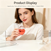 ISMAN Boîte compacte en forme de cœur pour blush avec applicateur pinceau, vide, 6g, pour baume à lèvres, étui cosmétique, emballage brillant rouge, vente en gros