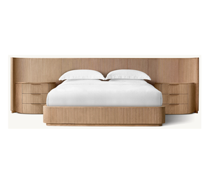 Luxury Modern Home Bedroom Furniture Solid Oak <strong>Wooden</strong> Full King Queen Size <strong>Beds</strong> With Closed Nightstands