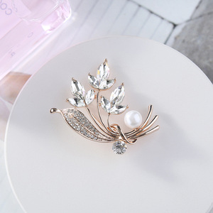 Popular Rhinestone Wheat Ear Brooch <b>Wedding</b> Engagement Gold Plated Alloy Customized Design Women's Corsage <b>Accessories</b> - Product Image 3