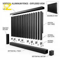 Panneau de clôture en tube carré vertical en alliage d'aluminium, écran d'intimité pour jardin, revêtement poudré, couleur personnalisée moderne RAL