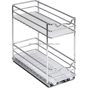 Organisateur d'épices <span class=keywords><strong>coulissant</strong></span> pour armoire, robuste, double étagère coulissante pour armoires de cuisine supérieures et placards - Product Image 5