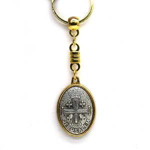 Llavero con Cruz de Jerusalén, Colgante de Metal Dorado de Aleación de Zinc, Joyería de Regalo Portátil, Recuerdo de Viaje - Product Image 3