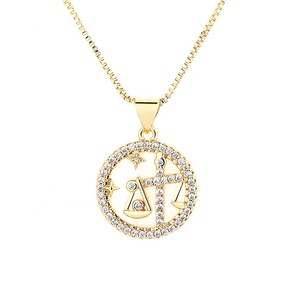 สร้อยคอชุบทองจี้<span class=keywords><strong>ราศี</strong></span>และเสน่ห์โซ่เพชรโมอิสอัญมณีเก๋ไก๋รูปทรงเรขาคณิต - Product Image 3