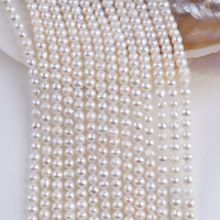 Perles d'eau douce Akoya blanches en forme de pomme de terre, rondes, de 4-5 mm, en vrac, pour la fabrication de bijoux