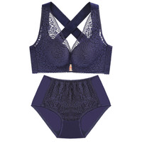 Ensemble de lingerie sexy quotidien, bralette push-up sans bretelles à boucle frontale, grande taille, avec armatures, en dentelle, bonnet complet, séchage rapide et respirant