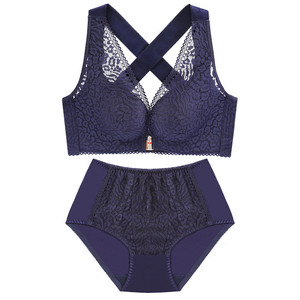 New Product Front Buckle Strapless Plus Size <b>Bra</b> Sets Wireless Lace Push up Bralette Sexy Lingerie Set - Product Image 3