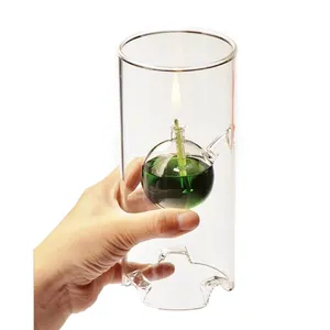 Handgemaakte Borosilicaatglas Clear Cilinder Olie Lampenkap Orkaan Glas Kaars Houder