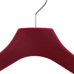 Cintre en velours rouge durable et élégant pour robe de mariée, cintre antidérapant avec barre transversale, couleur et logo personnalisés - Product Image 4