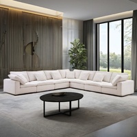 Canapé modulaire en tissu en forme de L, entièrement personnalisable, style japonais, avec plumes, lavable, pivotant, pour salon de villa