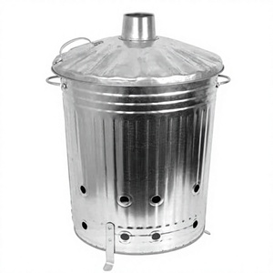 Heavy Duty Galvanized Steel Garden Waste Incinerator Bin with Lid, Outdoor <b>Leaf</b> Burner, Metal Trash Burner Can for Garden Debris - Product Image 2