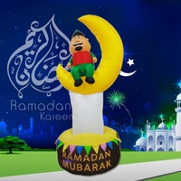 Nouvelles décorations gonflables musulmanes pour l'Aïd Ramadan, homme assis sur la lune, polyester 190T, décorations de festival en plein air